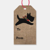 Étiquettes-cadeau Scottie Noël sur Burlap Personnaliser (Dos)