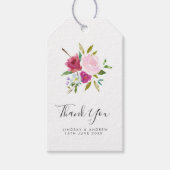 Étiquettes-cadeau Script Bold rose Mariage floral Merci Favoriser (Devant)