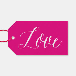Étiquettes-cadeau Script d'amour Fuchsia   Tag cadeau de calligraphi