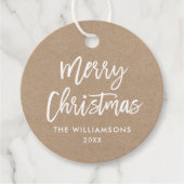 Étiquettes Cadeau Script de Brève Moderne Star de Noël Kraft (Devant)