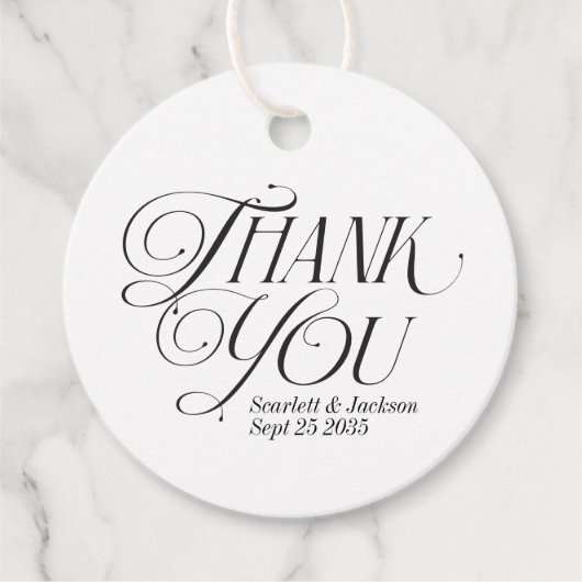 Étiquettes Cadeau Script de calligraphie de Merci élégant moderne (Devant)