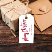 Étiquettes-cadeau Script de calligraphie rouge de Noël
