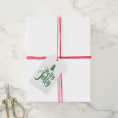 Étiquettes-cadeau Script de calligraphie verte Holly Jolly à partir (Avec de la ficelle)