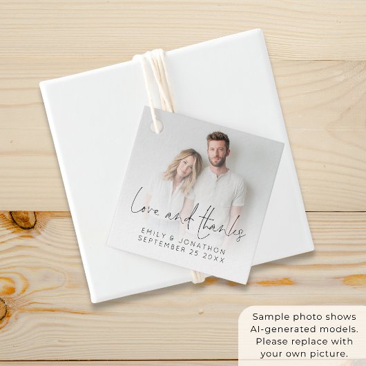 Étiquettes Cadeau Script de mariage moderne de superposition de phot