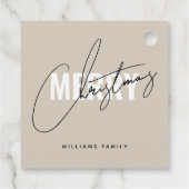 Étiquettes Cadeau Script de Noël beige moderne (Dos)