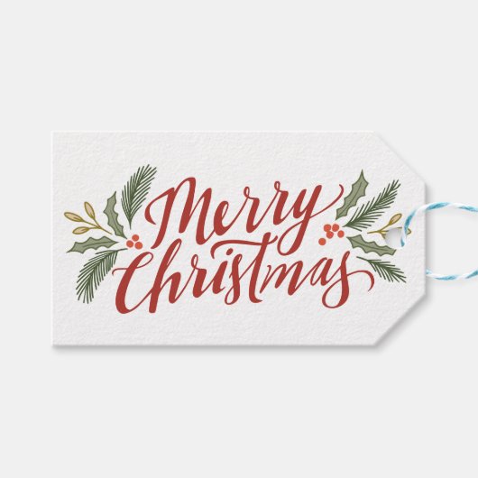 Étiquettes-cadeau Script de Noël et vacances vertes (Devant (Horizontal))