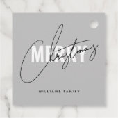 Étiquettes Cadeau Script de Noël gris moderne (Dos)