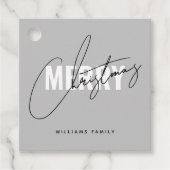 Étiquettes Cadeau Script de Noël gris moderne (Devant)