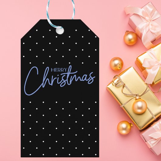 Étiquettes-cadeau Script de Noël noir et blanc moderne