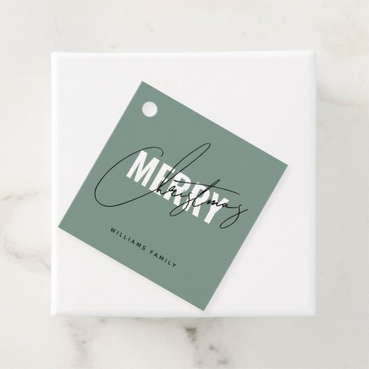 Étiquettes Cadeau Script de Noël vert moderne (En situation)