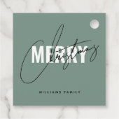 Étiquettes Cadeau Script de Noël vert moderne (Dos)