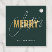 Étiquettes Cadeau Script de Noël vert moderne (Dos)