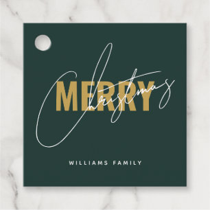 Étiquettes Cadeau Script de Noël vert moderne