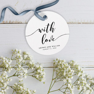 Étiquettes Cadeau Script de relaxation noir et blanc avec Mariage d'