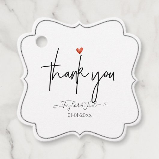 Étiquettes Cadeau Script de signature Merci cardiaque PixDezines (Devant)