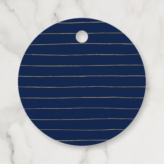 Étiquettes Cadeau Script Gold & Navy Brush Anniversaire Merci de fêt (Dos)