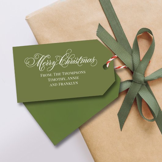 Étiquettes-cadeau Script Green Joyeux Noël
