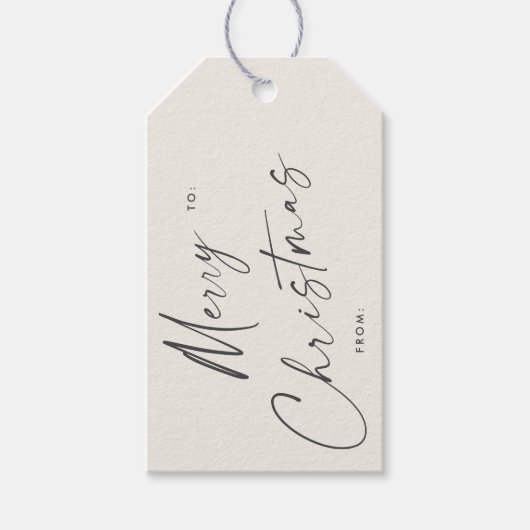 Étiquettes-cadeau Script manuscrit simple et moderne Joyeux Noël (Devant)