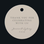 Étiquettes Cadeau Script minimaliste Beige Taupe Merci personnalisé<br><div class="desc">Minimaliste moderne Beige Taupe Script Mariage Custom Merci Favoriser les étiquettes</div>