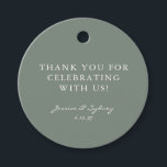 Étiquettes Cadeau Script minimaliste Vert Sage foncé Merci personnal<br><div class="desc">Minimaliste moderne Dark Sage Vert Script Mariage Personnalisé Merci Favoriser les balises</div>