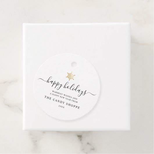 Étiquettes Cadeau Script moderne Gold Snowflon de vacances (En situation)