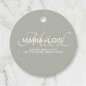 Étiquettes Cadeau Script moderne Monogramme Sage Blush Mariage rose (Devant)