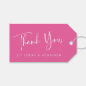 Étiquettes-cadeau Script personnalisé Moderne Mariage rose chaud Mer (Devant (Horizontal))