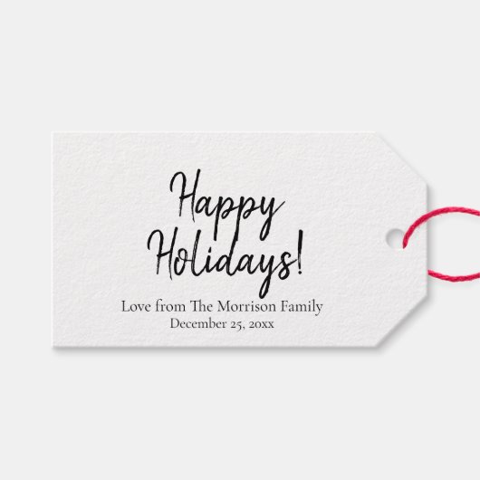 Étiquettes-cadeau Script personnalisé noir simple vacances (Devant (Horizontal))