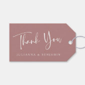 Étiquettes-cadeau Script personnalisé Rose moderne Dusty Merci Maria (Devant (Horizontal))