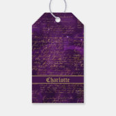 Étiquettes-cadeau Script Purple Gold (Dos)