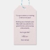 Étiquettes-cadeau Script - Retour à la réussite scolaire - Félicitat (Dos)