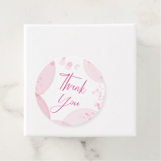 Étiquettes Cadeau Script rose simple et Merci blanc Bokeh (En situation)