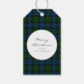 Étiquettes-cadeau Script rustique plaid Campbell Tartan militaire (Devant)