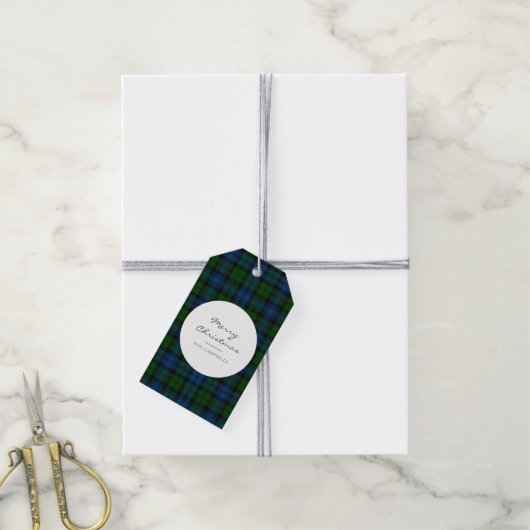 Étiquettes-cadeau Script rustique plaid Campbell Tartan militaire (Avec de la ficelle)