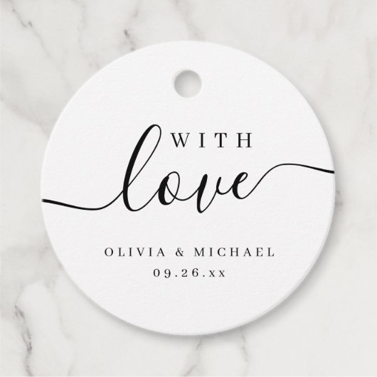 Étiquettes Cadeau Script simple et élégant avec Mariage d'amour (Devant)