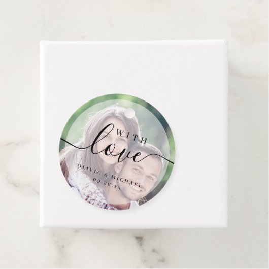 Étiquettes Cadeau Script simple et élégant avec Mariage photo d'amou (En situation)