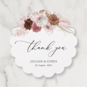 Étiquettes Cadeau script tendance pampas dusty rose mariage (Dos)