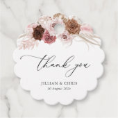 Étiquettes Cadeau script tendance pampas dusty rose mariage (Devant)