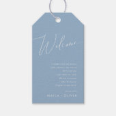 Étiquettes-cadeau Script Whimsical | Accueil Mariage bleu Dusty (Devant)