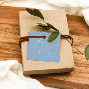 Étiquettes Cadeau Script Whimsical Merci bleu Dusty Favoriser les