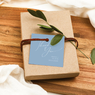 Étiquettes Cadeau Script Whimsical | Merci bleu Dusty Favoriser les