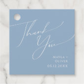 Étiquettes Cadeau Script Whimsical | Merci bleu Dusty Favoriser les (Devant)