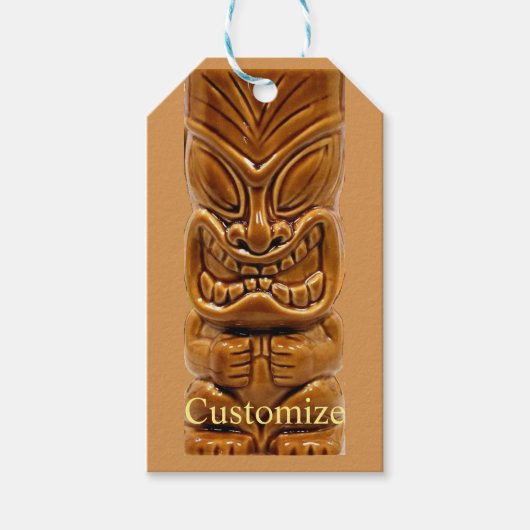 Étiquettes-cadeau Sculpture Gold Tiki Thunder_Cove (Devant)