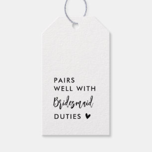 Étiquettes-cadeau Se marie bien avec les devoirs de demoiselle d'hon
