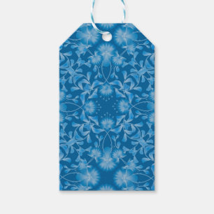 Étiquettes-cadeau Seamless feminine floral blue flowers gzhel orname
