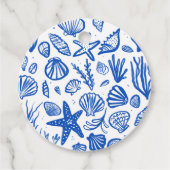 Étiquettes Cadeau Seashells Beach Wedding Bleu Blanc CUSTOM (Devant)