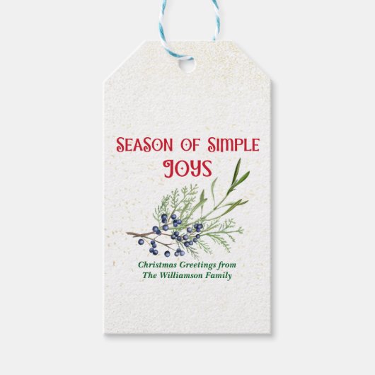 Étiquettes-cadeau Season of Simple Joys Blue Juniper Christmas (Devant)