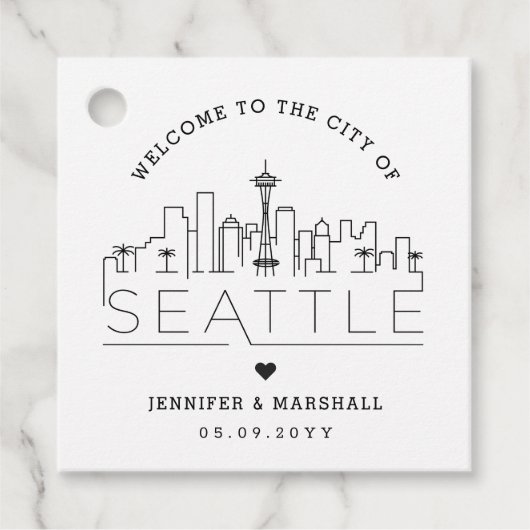 Étiquettes Cadeau Seattle Skyline | Accueil Mariage (Devant)