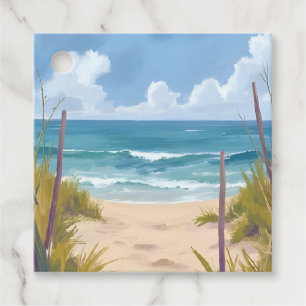 Étiquettes Cadeau Sentier de la plage Eau de mer Peinture côtière