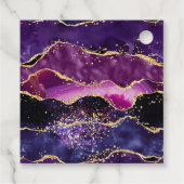 Étiquettes Cadeau Séquins d'or violet foncé Agate Anniversaire Merci (Dos)